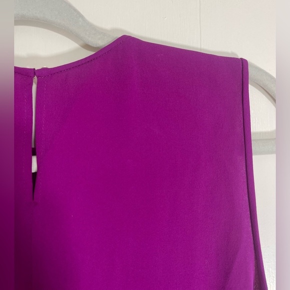 Diane Von Furstenberg 100% Silk Kaley Lily Crepe Sleeveless Purple Blouse Size 4 - Picture 8 of 14